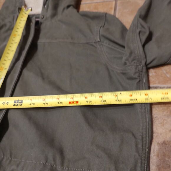 Vintage Orvis Jacket Men's L Green Snap Button Fleece Hooded Fishing Cargo - Picture 4 of 8